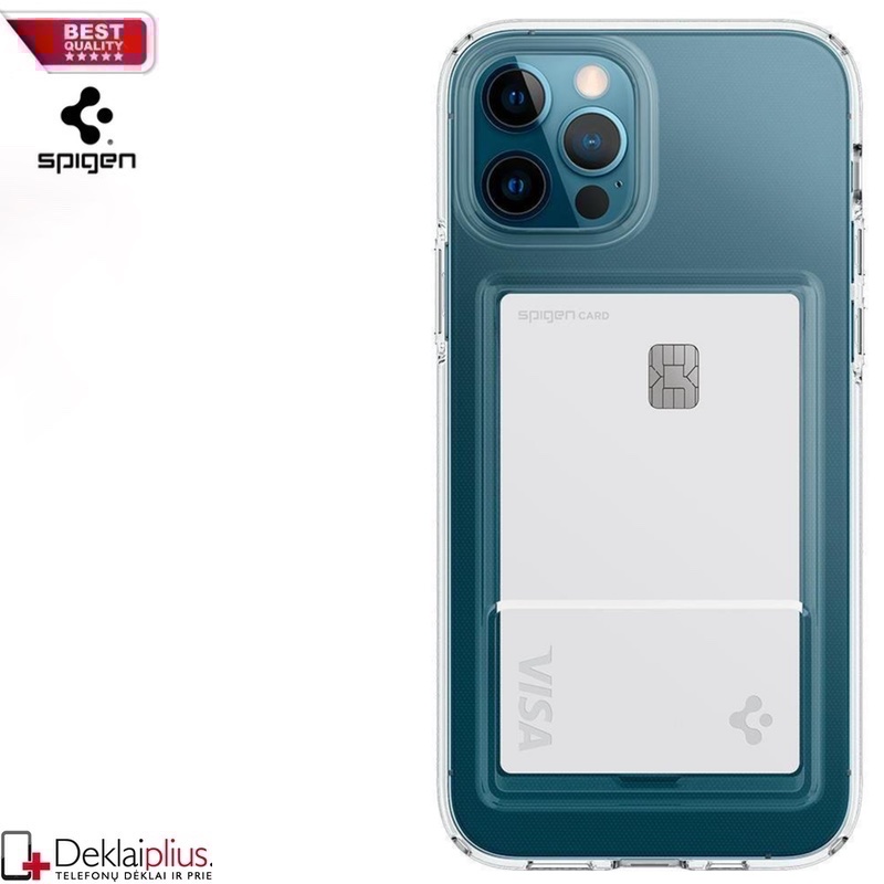 Spigen Crystal Slot dėklas su skyreliu - permatomas (telefonams Iphone 12 Pro Max) Spigen Crystal Slot dėklas su skyreliu - permatomas (telefonams Iphone 12 Pro Max)